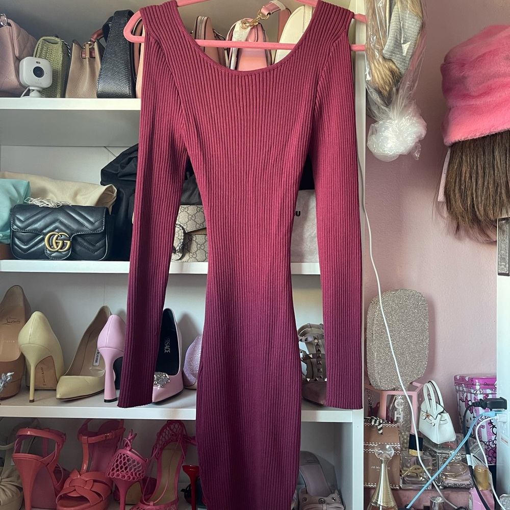 Hera Collection Burgundy Long Sleeve Dress